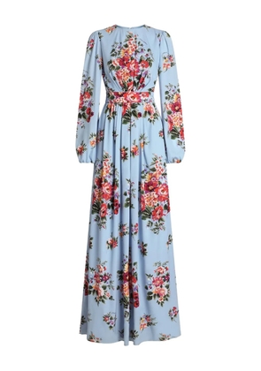 Dolce & Gabbana flora-printl belted maxi dress - Blue