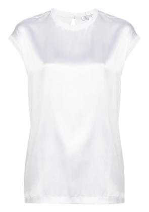 Brunello Cucinelli satin stretch-silk top - White