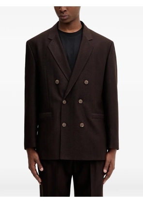 HUGO double-breasted herringbone blazer - Brown