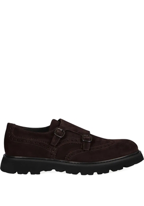 Doucal's suede double-buckle monk shoes - Brown