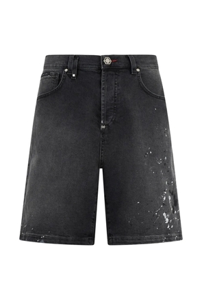 Philipp Plein paint denim shorts - Grey