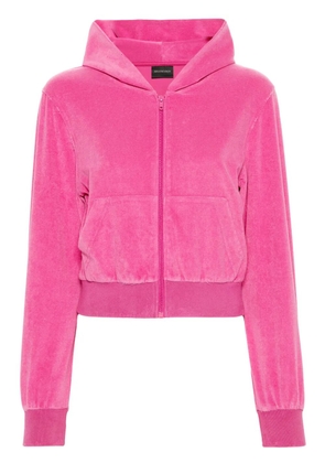 Balenciaga rhinestone-logo zipped hoodie - Pink
