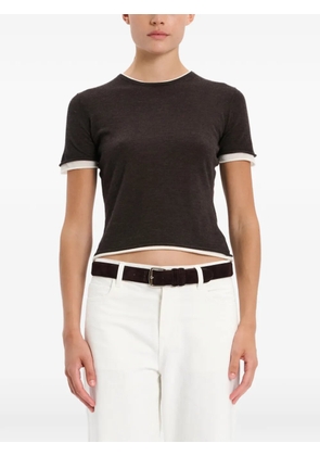 arch4 contrast-trim top - Brown