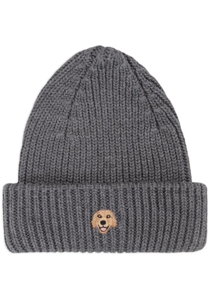 PELO FOUNDATION dog-appliqué beanie - Grey