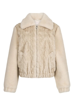 LIU JO cable-knit teddy coat - Neutrals