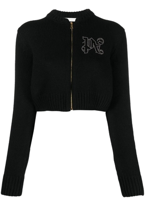Palm Angels monogram-appliqu� zip-up sweatshirt - Black