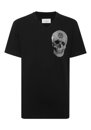 Philipp Plein crystal-skull V-neck T-shirt - Black