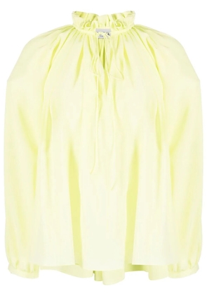 Lanvin pleated-neckline silk blouse - Green