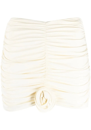 La Reveche Lillibet floral-appliqué ruched miniskirt - Neutrals