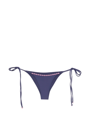 Frankies Bikinis Mackenzie floral-embellished tie-side bikini bottoms - Blue