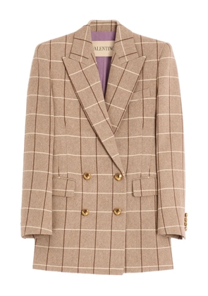 Valentino Garavani windowpane-check double-breasted blazer - Neutrals