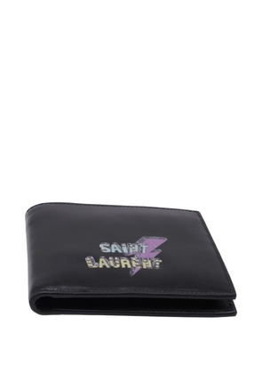 Saint Laurent Pre-Owned Lightning Bolt bi-fold leather wallet - Black