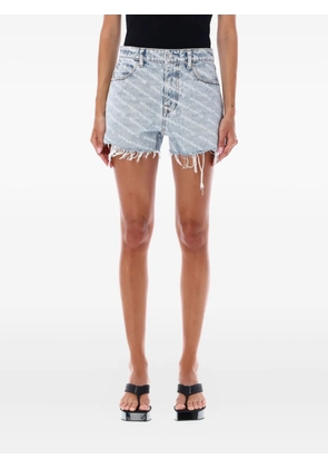Alexander Wang logo-print frayed shorts - Blue