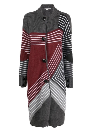 Stella McCartney S by S 3D striped virgin wool cardi-coat - Grey