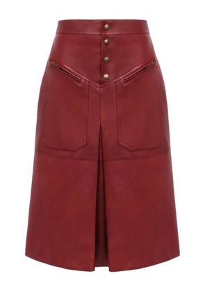 Chloé pocketed leather midi straight skirt - Red