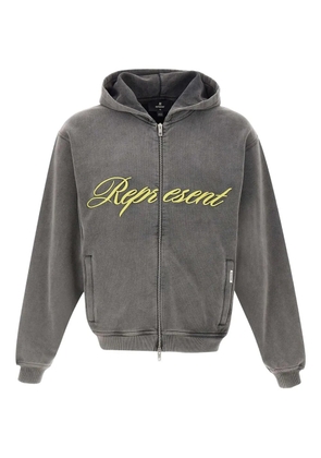 Represent contrasting-detail zip-up hoodie - Grey