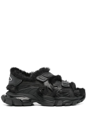 Balenciaga faux-fur Track sandals - Black