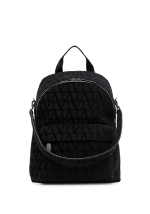 Valentino Garavani Toile Iconographe leather-trim backpack - Black