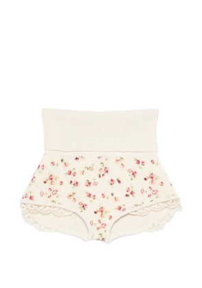 Magda Butrym floral-print lace shorts - Neutrals