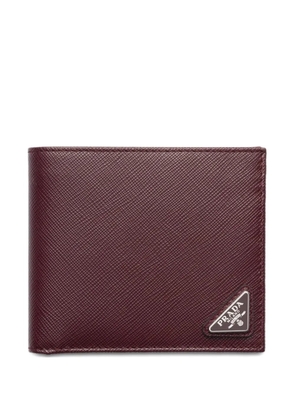 Prada triangle-logo leather wallet - Red