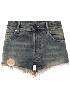 Balenciaga logo-patch denim shorts - Blue