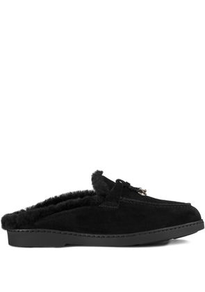 Doucal's shearling-trim mules - Black