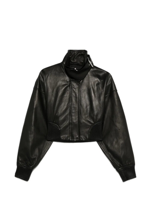 Sportmax cropped leather jacket - Black
