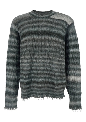 Won Hundred fringed striped crew-neck sweater - Grey