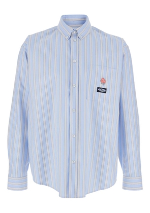 MSGM striped rose-embroidered shirt - Blue