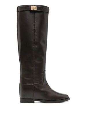 Via Roma 15 knee-high leather boots - Brown