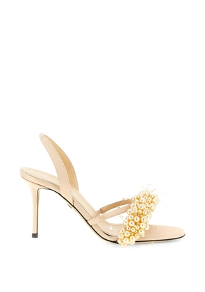 MACH & MACH pearl-band satin sandals - Neutrals