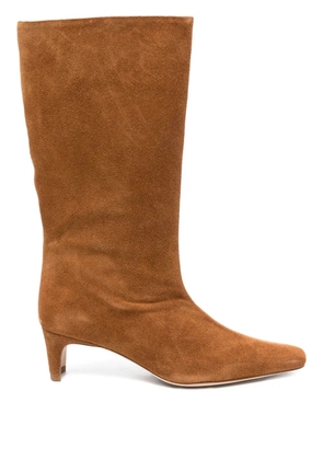 STAUD 60mm Wally suede leather pointed-toe boots - Neutrals