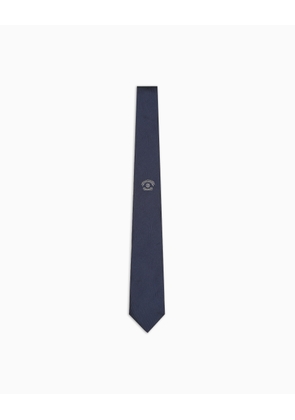 Silk tie with jacquard logo