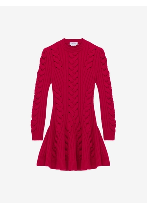 MCQUEEN - Wool Cashmere Cable Knit Mini Dress - Item 848815Q1BE16062