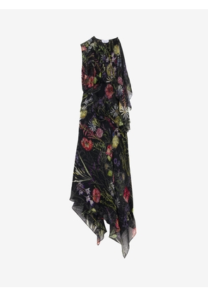 MCQUEEN - Meadow Floral Print Asymmetric Evening Dress - Item 858353QCAMO1000