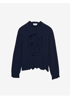 MCQUEEN - Distressed Skull Jumper - Item 858362Q1BA64100