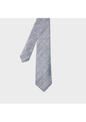 Paul Smith Light Blue Linen-Silk Blend Oxford Polka Dot Tie