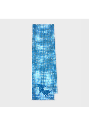 Paul Smith Blue Cotton 'Fish' Check Scarf