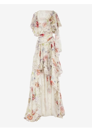 MCQUEEN - Meadow Floral Print Asymmetric Evening Dress - Item 858352QCAMO9015