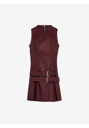 MCQUEEN - Leather Double Belt Mini Dress - Item 858196Q5AQ65146