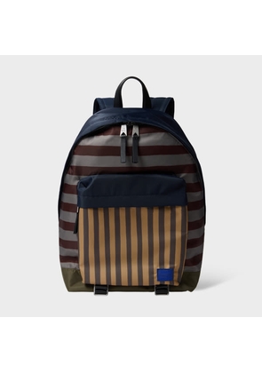 Paul Smith Recycled Nylon Multi Stripe Backpack Green
