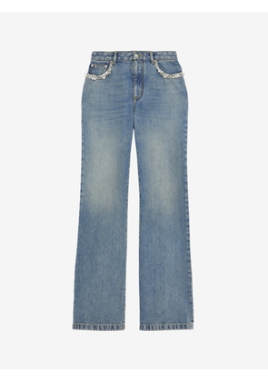MCQUEEN - Crystal Embroidery Straight Leg Jeans - Item 846044QMAD04383