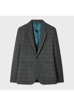 PS Paul Smith Grey Seersucker Cotton Check Buggy-Lined Blazer Black