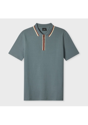 PS Paul Smith Grey Contrast Tipping Zip Polo Shirt