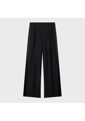 PS Paul Smith Women's Black Linen-Blend Wide-Leg Trousers