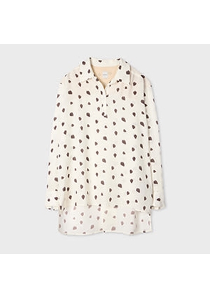 Paul Smith Women's Cream 'Strawberry' Silk-Blend Dropped Hem Shirt White
