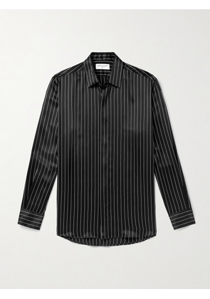 SAINT LAURENT - Pinstriped Silk-Satin Shirt - Men - Black - 37