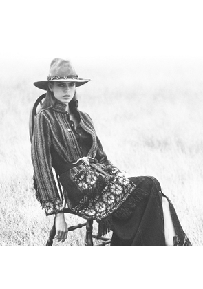 Wool-Silk Jacquard Duster Cardigan