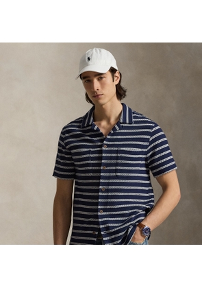 Striped Pointelle-Jersey Camp Shirt