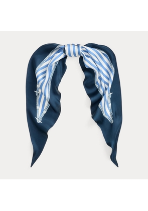 Striped Crest Silk Diamond Scarf
